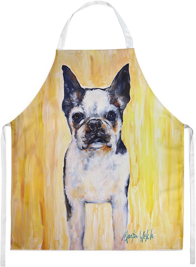 Caroline's Treasures Boston Terrier Walker Two Apron Cooking Kitchen Server Baking Crafts Gardening for Adult Women Men, Unisex, Large, Multicolor