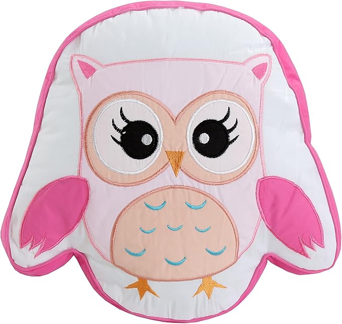 Cozy Line Home Fashions Bird Embroidered Polyester Owl Décor Decor Throw Pillows, Pink, White, Blue, Green, Multi-Color