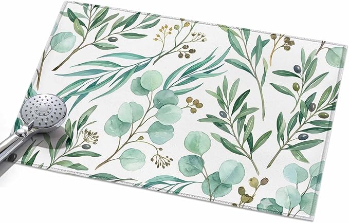 Area Rug 2x3ft, Watercolor Eucalyptus Leaves Washable Rugs for Living Room Bedroom, Spring Green Foliage Branch Soft Non-Slip Area Rugs Rectangle Floor Carpet for Dining Room