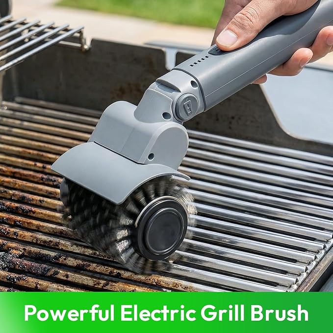 2026 Upgraded Electric Grill Brush, Stainless Steel BBQ Cleaner, 410 RPM High Torque Power Scrubber, 90-Min Runtime, Hot Grill Safe for Dad