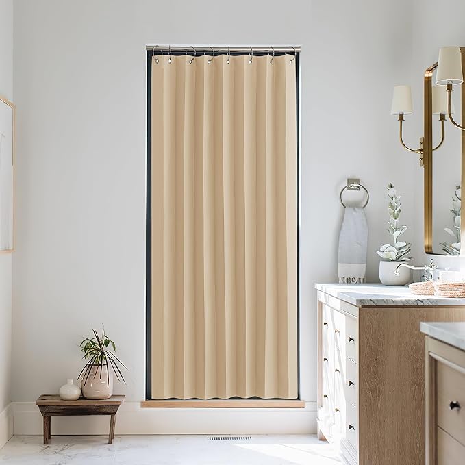 NICETOWN Blackout Curtains for Kitchen Window, Farmhouse Thermal Insulated Energy Saving Noise Reducing Bedroom and Living Room Curtains, 1 Panel with Hooks, Biscotti Beige, 38 x 63 Inches Long