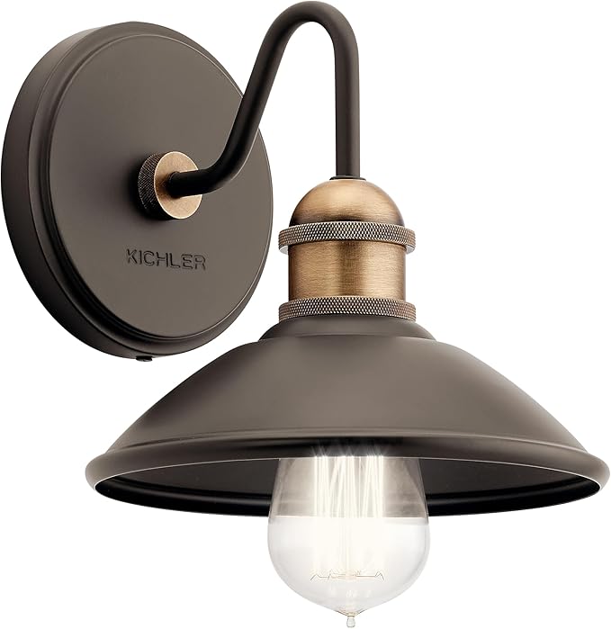 Kichler Clyde 1 Light Bathroom Vanity in a Beautful Olde Bronze Finish, for Bathrooms, (7.25" H x 7.5" W x 8.25" Ext.), 45943OZ