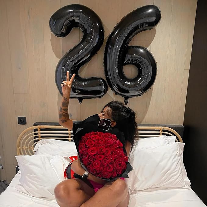 40 Inch 2026 Pack of 4 Black Big Helium Foil Balloon Numbers Large Mylar Number for Christmas New Year's Eve Party Graduation Birthday