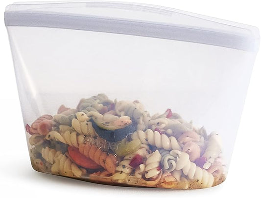 Stasher Silicone Reusable Storage Bag, 4-Cup Bowl, Reusable Snack Bag, Microwave, Dishwasher, Oven Safe, Sous Vide, Premium Lunch Container, Eco Friendly, Food Storage Bag, Freezer Bag, 32 oz, Clear | Reusable Food Bag