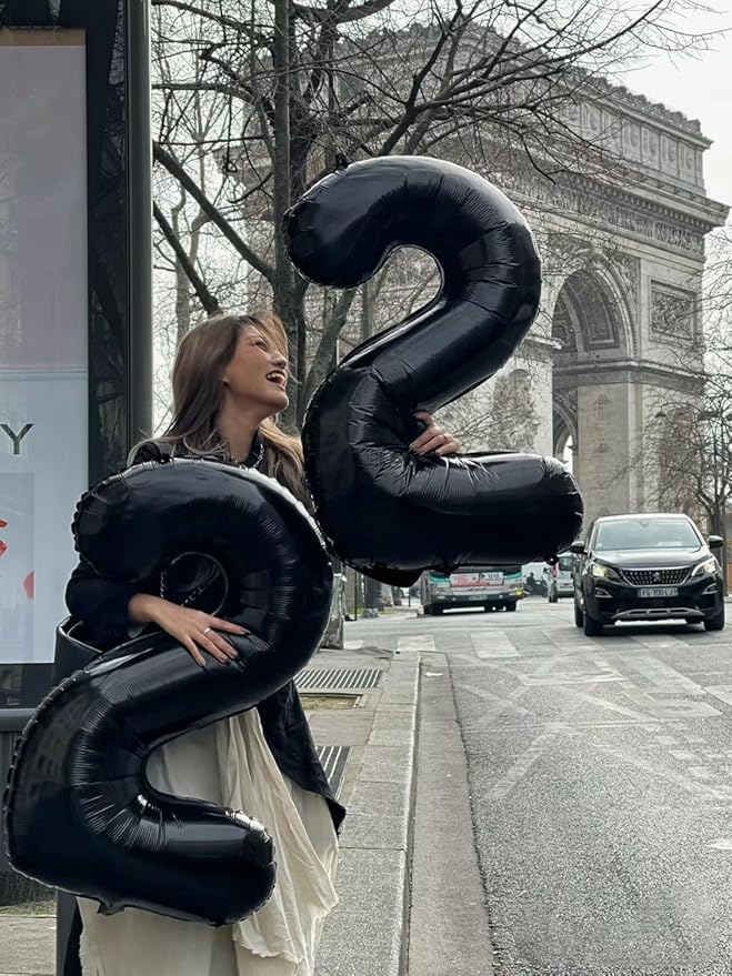 22 Balloons Number Birthday Party Decorations, 40 Inch Baloons for Women Men, Black Number Decor for Party, Marriage Proposal, Wedding Anniversaries Events