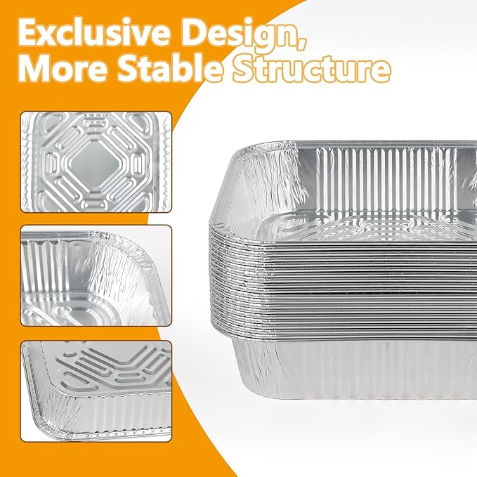 8x8 Thickened Aluminum Foil Pans, 35Pack Disposable Aluminum Pans with Lids for Roasting, Baking, Cooking, Food Prep, Chafing, Steam Table, Oven, Cake, and Party Catering.