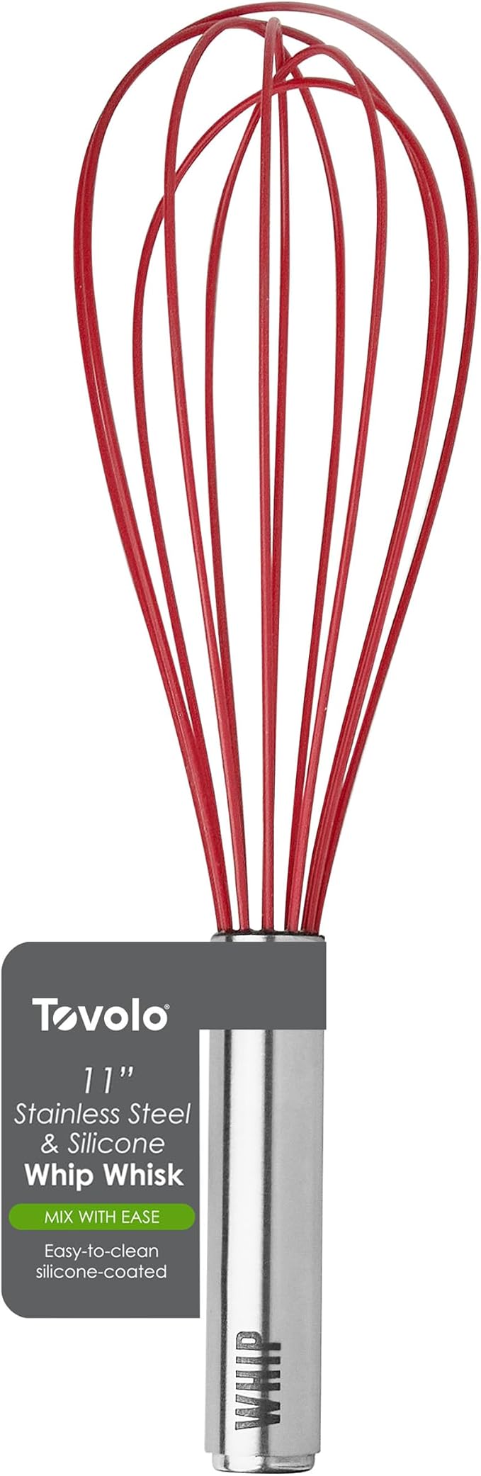 Tovolo Balloon Whisk 11 in Whip Whisk for Cooking Blending Mixing Stirring Whipping Beating, Dishwasher Safe Silicone Coated Wire Handheld Large Heavy Duty Multi Function Whip Whisking, Cayenne Red