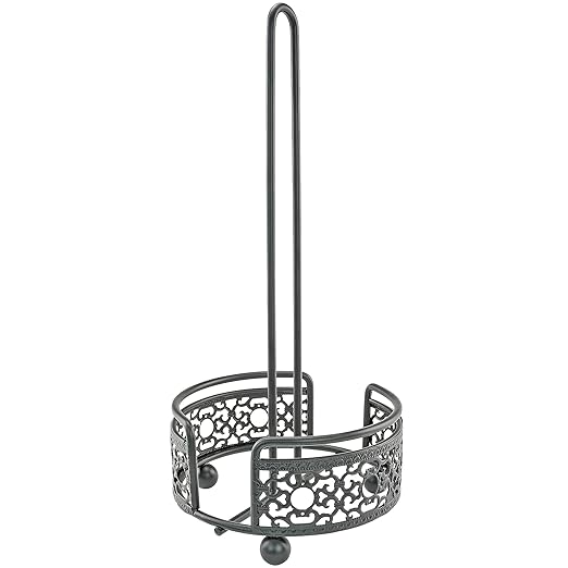 Rustic Black Metal Paper Towel Holder – Victorian-Style Countertop Dispenser, Wrought Iron Kitchen Decor