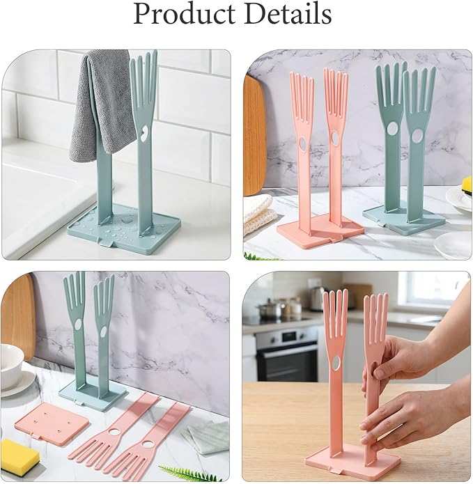 4pcs Kitchen Gloves Holder - Mitten Dryer Reusable Plastic Dish Washing Rack - Sink Holder Stand For Dish Gloves Rags Sponge Food Bag Organizer
