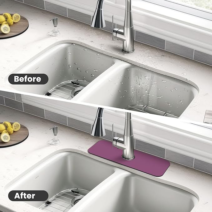 Solid Color Grape red Printed Faucet Absorbent mat, Suitable for bathrooms, Kitchens, and Other Sink Areas.