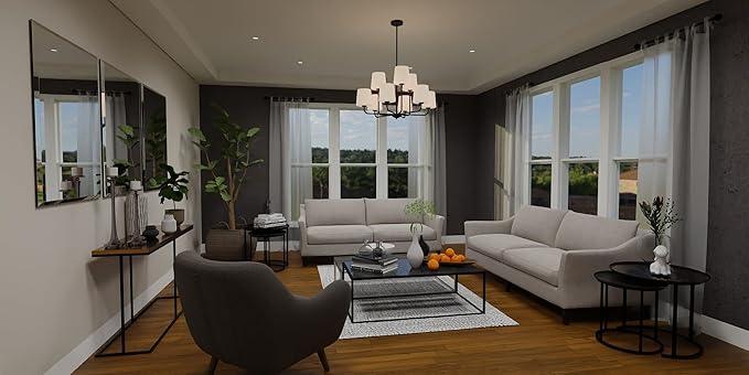 Quoizel Gallagher 2-Tier Chandelier, 32 Inch 9-Light Matte Black Hanging Ceiling Light Fixture, Max Adjustable Height 57", Modern Industrial Design for Dining, Living Room, Kitchen or Office
