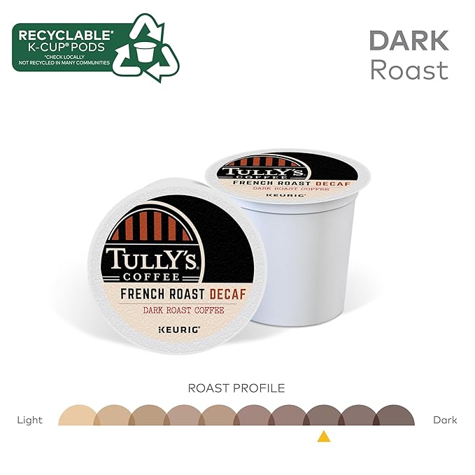 Tully's Coffee French Roast Decaf, Keurig Single-Serve K-Cup Pods, Dark Roast, 96 Count