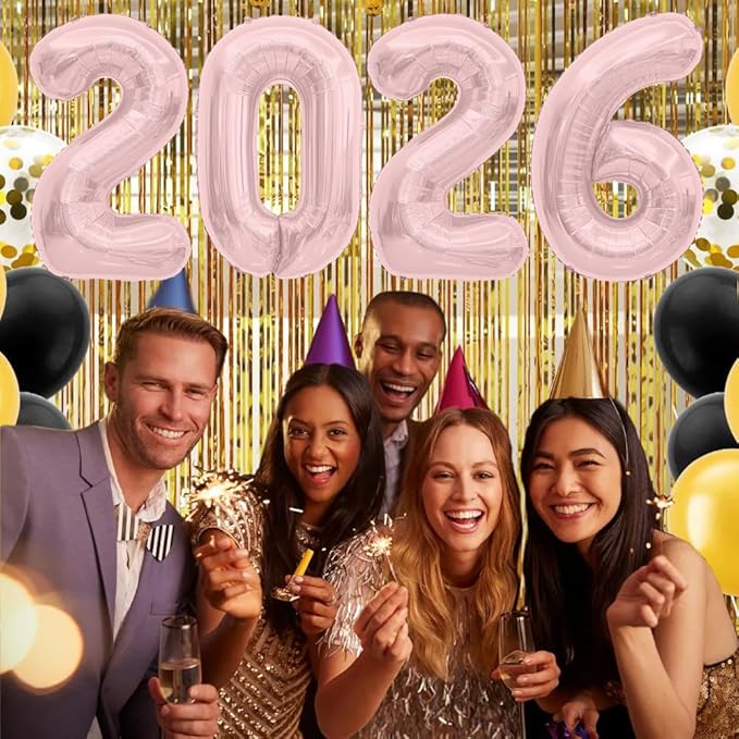 2026 Balloons, 2026 Foil Number Balloons, 40 inch 2026 Balloons New Year, Large Rose Gold 2026 Mylar Balloons for 2026 New Years Eve Party Supplies Festival Birthday Anniversary Graduation Decorations