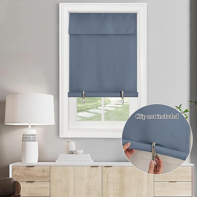 NICETOWN Front Door Curtains for Glass Door Curtains, 36 Inches Wide by 72 Inches Long Blackouy Privacy Farmhouse Thermal Insulated Shade for Living Room and Bedroom, 1 Panel, Stone Blue