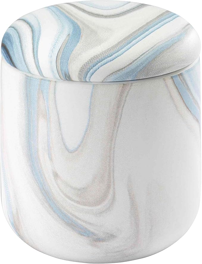 Avanti Linens - Covered Jar, Resin Countertop Accessories, Guest Bathroom Essentials (Waves Collection, Blue)