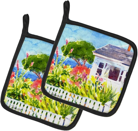 Caroline's Treasures 6133PTHD Houses Pair of Pot Holders Kitchen Heat Resistant Pot Holders Sets Oven Hot Pads for Cooking Baking BBQ, 7 1/2 x 7 1/2