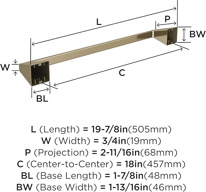Amerock BH36003BBZ | Golden Champagne Towel Bar | 18 in (457 mm) Towel Rack | Blackrock | Bathroom Towel Holder | Bathroom Hardware | Bath Accessories