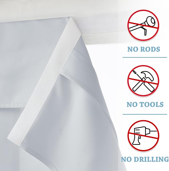 RYB HOME Small Tricia Door Curtains - Privacy Blackout Door Window Curtains Tie up Shades for Kitchen Storage Self Wall Cabinet Door Alternative, W 26 x L 18 inches, Grayish White, 1 Panel