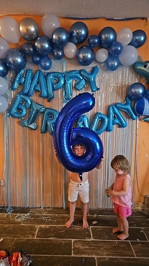 Navy Blue Number 6 Balloon 40In Birthday Decorations for Girl Boy Women Men, Balloon Numbers Party Decorations for Party Celebration Graduations Anniversary Photo