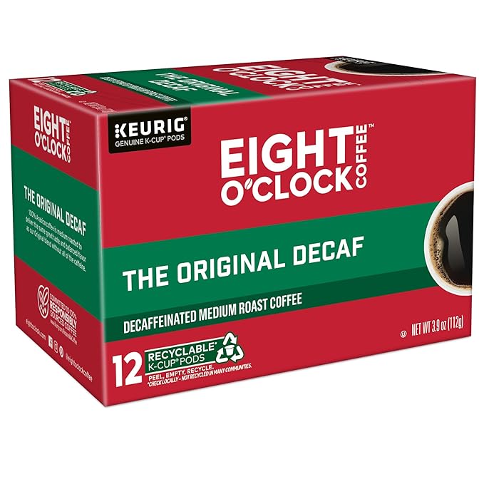Eight O'Clock Coffee The Original Decaf, Single-Serve Coffee K-Cup Pods, Medium Roast, 12 Count (Pack of 6)