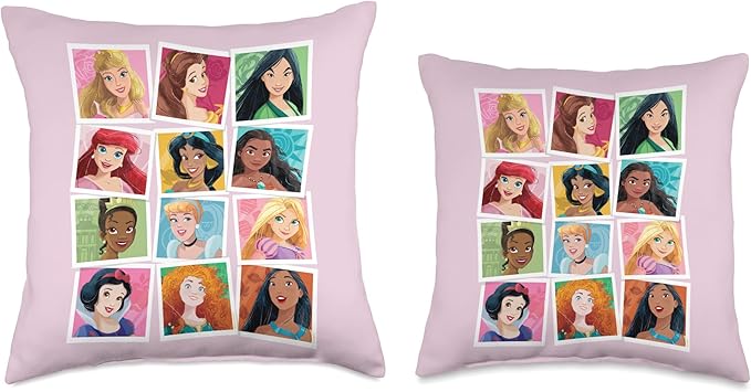 Disney Princess Photos Portrait Picture Collection Throw Pillow
