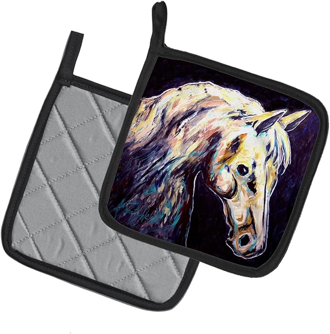 Caroline's Treasures MW1333PTHD Knight Horse Pair of Pot Holders Kitchen Heat Resistant Pot Holders Sets Oven Hot Pads for Cooking Baking BBQ, 7 1/2 x 7 1/2