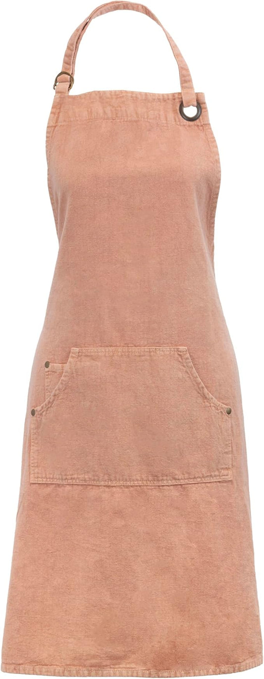 Boston International Apron with Front Pocket Premium Cotton Kitchen Cooking Baking Chef Gifts Aprons, One Size Fits Most Adults, Terracotta Stonewashed