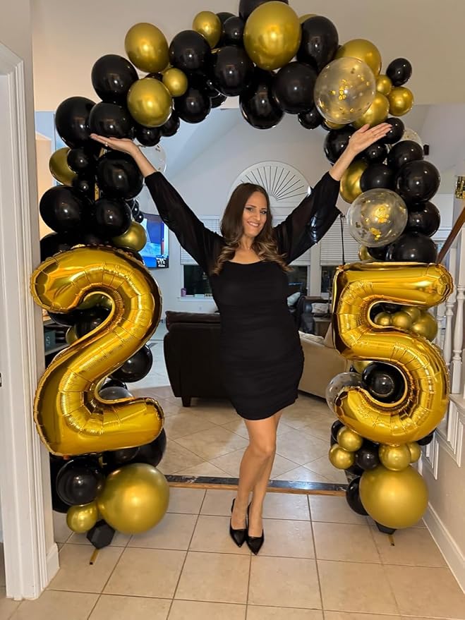 5Th Balloons Number, Gold Balloon Numbers for Girls Boys 40 Inch Happy Birthday Decorations for 5 15 25 2025 Graduation Wedding Anniversaries