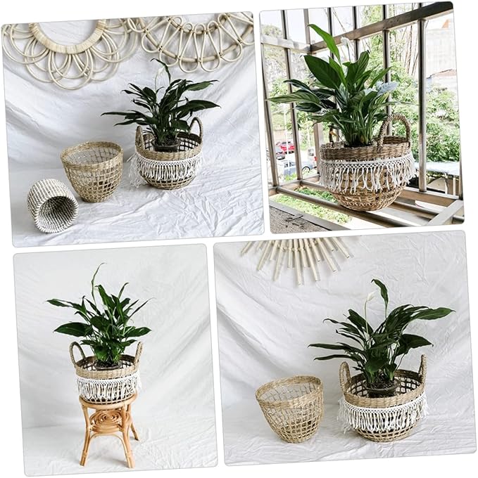 Holibanna Storage Baskets Decorative Straw Basket Multi-functional Storage Boxes for Organizing Flowers Toiletries