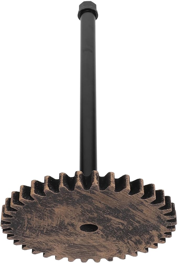 Rustic Industrial Black Metal Paper Towel Holder Standing Kitchen Roll Dispenser Vintage Pipe Design for Bathroom and Countertop Use