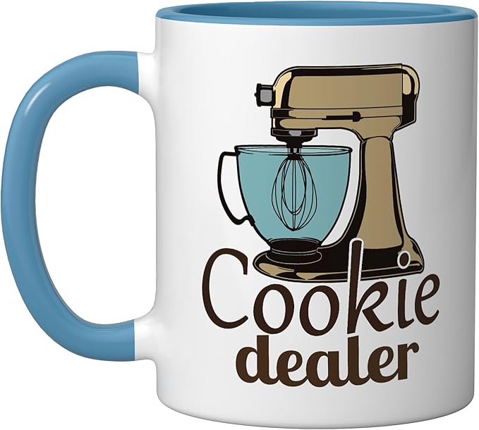 Cookie Dealer, Men Women Baking Cooking, Pastry Chef, Baker Ceramic Mug, Blue/White