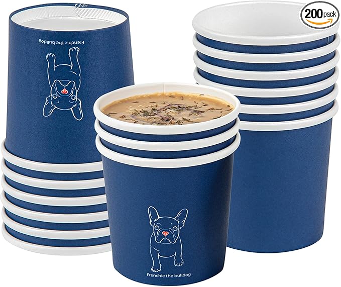 Restaurantware Bio Tek 12 Ounce Soup Containers 200 Durable Soup Bowls - Disposable Sustainable Frenchie Design Paper Soup Cups Round For Hot Or Cold Foods