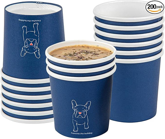 Restaurantware Bio Tek 12 Ounce Soup Containers 200 Durable Soup Bowls - Disposable Sustainable Frenchie Design Paper Soup Cups Round For Hot Or Cold Foods
