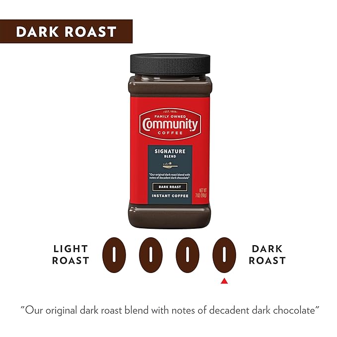 Community Coffee Signature Blend Instant Coffee, 84 Ounces, Dark Roast 7 Ounce Jar (Pack of 12)