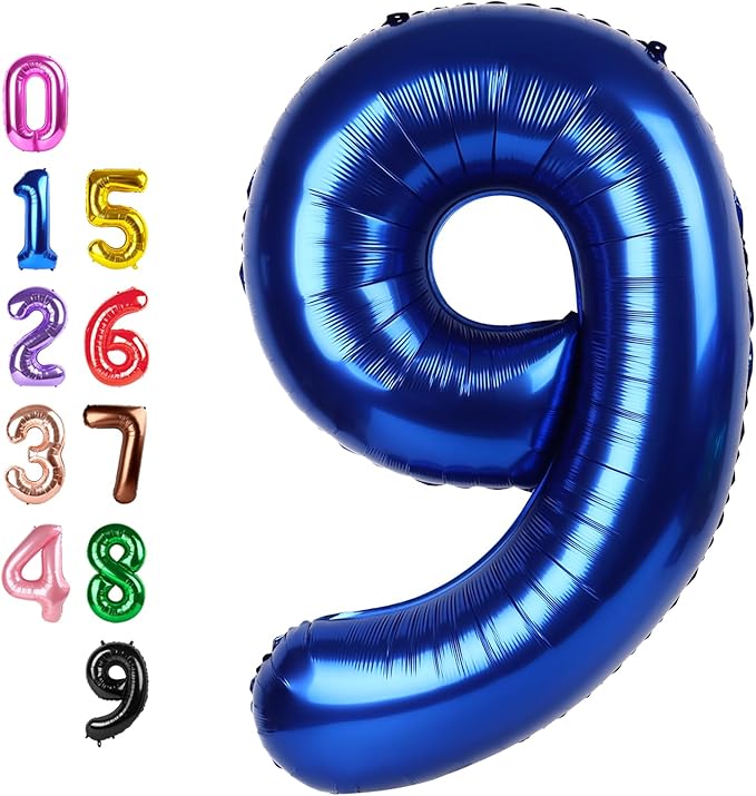 Number Balloons, Happy Birthday Decoration for 9th, Navy Blue Balloon Numbers 40 Inch for 9, 19, 29 Girls Boys Women Men Game Competition Party Decorations