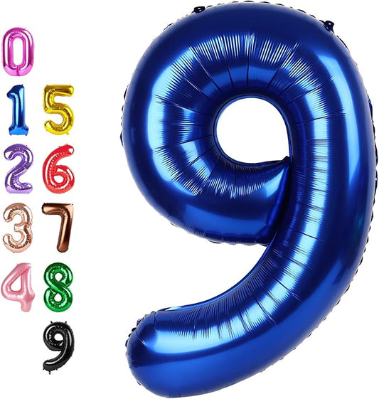 Number Balloons, Happy Birthday Decoration for 9th, Navy Blue Balloon Numbers 40 Inch for 9, 19, 29 Girls Boys Women Men Game Competition Party Decorations