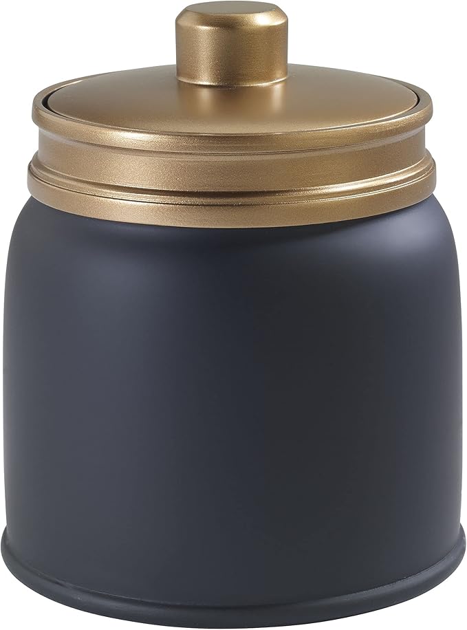 Avanti Linens - Covered Jar, Guest Bathroom Essentials, Modern Home Decor (Memphis Collection), Black