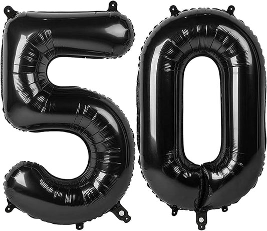 50 Balloon Number, Black Balloons 40 Inch Birthday Decorations for 50th, Big Digital Balloons for Wedding, Anniversaries, Celebration Party, Graduation, Photo Prop