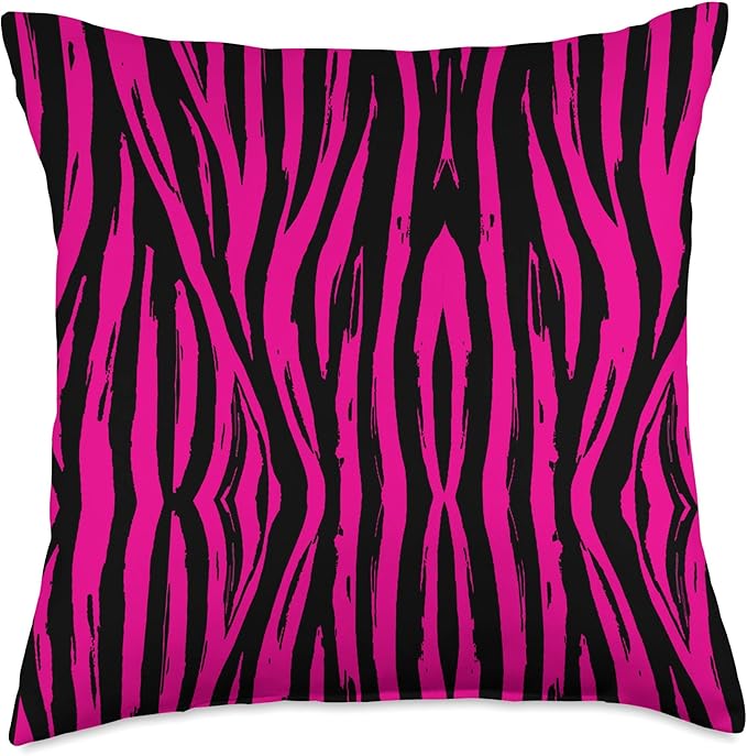 Pink Zebra Pattern Print Wild Life Safari Animal Throw Pillow