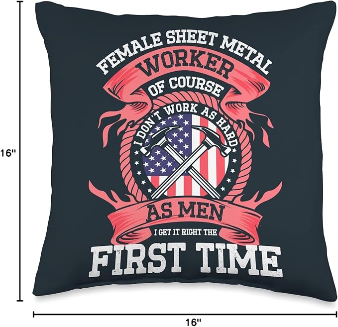 Union Sheet Metal Worker Female Sheet Metal Worker Throw Pillow