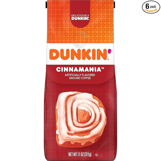 Dunkin' Cinnamania Flavored Ground Coffee,11 Ounce,(Pack of 6)