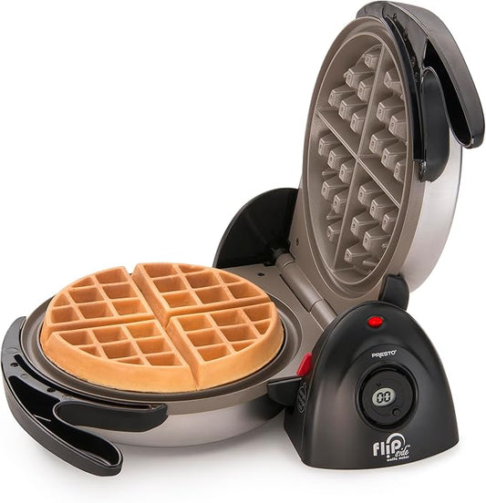 Presto 03510 Ceramic FlipSide Belgian Waffle Maker, Nonstick, Cool Touch Handles, Black