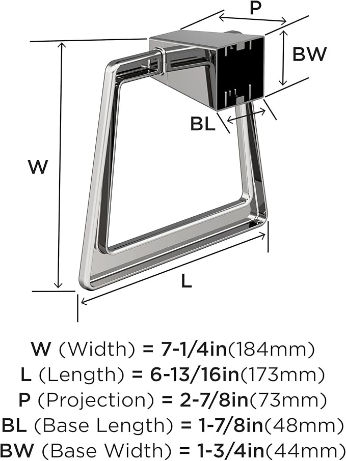 Amerock BH3600226 | Chrome Towel Bar | 6-13/16 in (173 mm) Length Towel Holder | Blackrock | Hand Towel Holder for Bathroom Wall | Small Kitchen Towel Holder | Bath Accessories