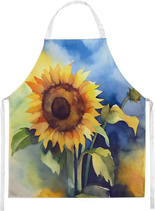 Caroline's Treasures Sunflowers in Watercolor Apron Cooking Kitchen Server Baking Crafts Gardening for Adult Women Men, Unisex, Large, Multicolor