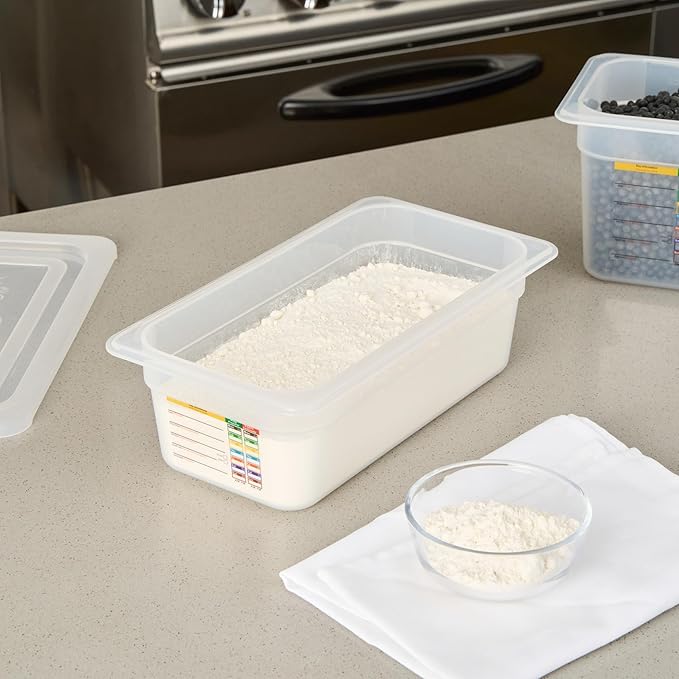 Restaurantware Food Storage Container 10 Pack of 12.7 x 6.8 x 3.9 Inches Plastic Stackable Storage Box White Reusable Label Container Dishwasher Safe For Restaurants And Kitchens