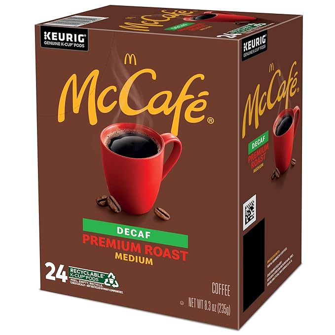 McCafe Premium Roast Decaf Coffee, Single Serve Keurig K-Cup Pods, Decaffeinated, 96 Count (4 Packs of 24)
