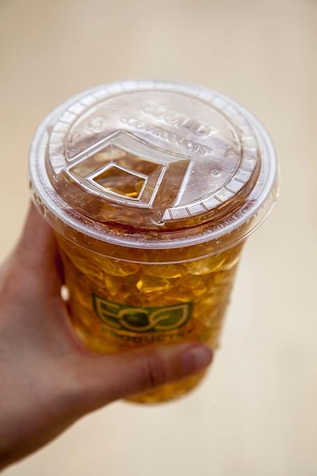 Eco-Products GreenStripe Compostable Paper Cup Sip Lids, Case of 1000, Fits 12-22oz Cups, Made from PLA Renewable Plant Based Plastic, ASTM Compliant, BPI-Certified