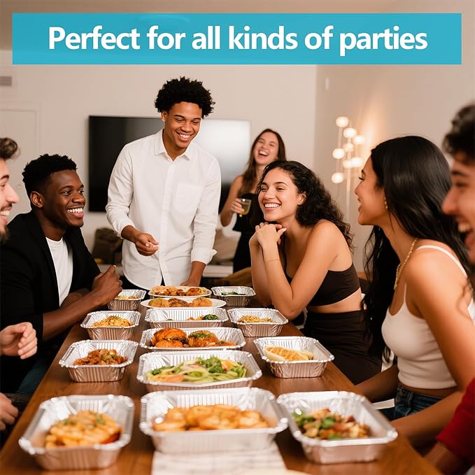 9x13 Thickened Aluminum Foil Pans With Lids, 20Pack Extra Deep Disposable Aluminum Pans for Roasting, Baking, Cooking, Food Prep, Chafing, Steam Table, Oven, Cake, and Party Catering.