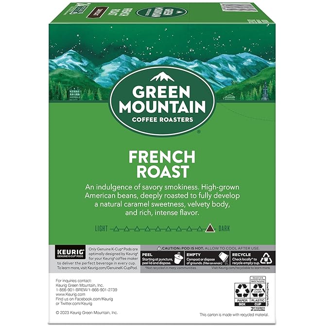 Green Mountain Coffee Roasters French Roast, Single-Serve Keurig K-Cup Pods, Dark Roast Coffee Pods, 96 Count