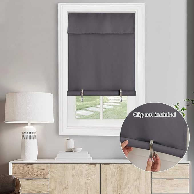NICETOWN Tricia Door Curtain - Blackout French Door Curtains Room Darkening Thermal Insulated Window Coverings for Patio Glass Doorway Curtain Privacy Tie Up Blind, W36 x L72, 1 Panel, Grey